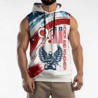 Patriot Day 911 Memorial Sleeveless Hoodie American Flag and Angel Soldier Honor and Remember - Wonder Print Shop