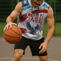 Patriot Day 911 Memorial Sleeveless Hoodie American Flag and Angel Soldier Honor and Remember - Wonder Print Shop