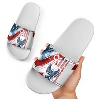 Patriot Day 911 Memorial Slide Sandals American Flag and Angel Soldier Honor and Remember - Wonder Print Shop
