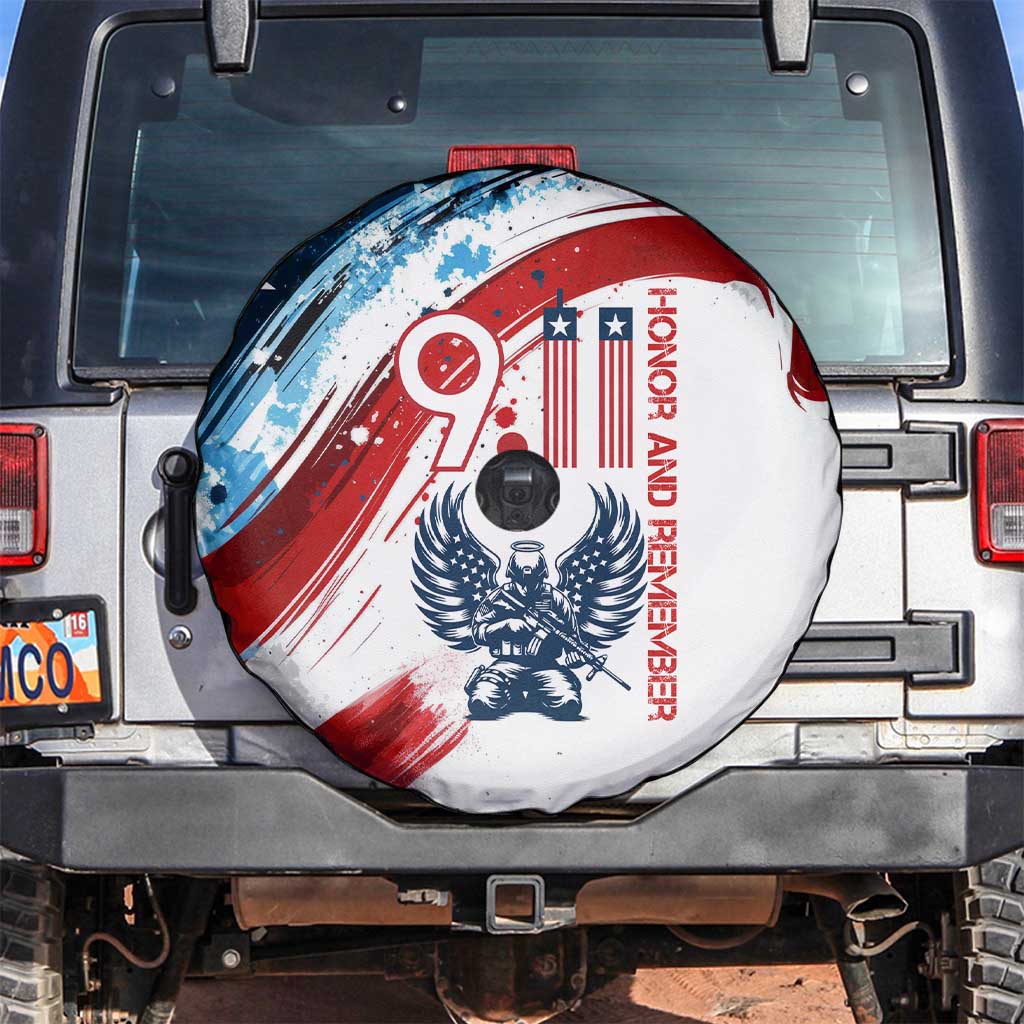 Patriot Day 911 Memorial Spare Tire Cover American Flag and Angel Soldier Honor and Remember - Wonder Print Shop