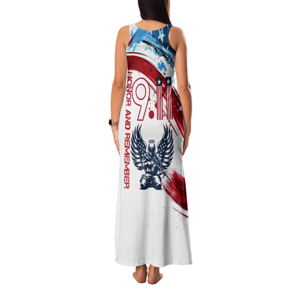 Patriot Day 911 Memorial Tank Maxi Dress American Flag and Angel Soldier Honor and Remember - Wonder Print Shop