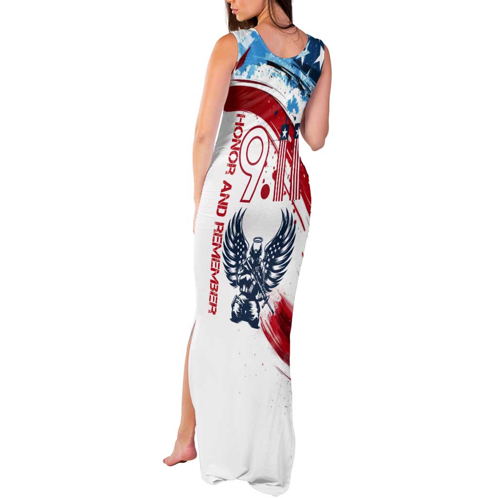 Patriot Day 911 Memorial Tank Maxi Dress American Flag and Angel Soldier Honor and Remember - Wonder Print Shop