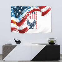 Patriot Day 911 Memorial Tapestry American Flag and Angel Soldier Honor and Remember - Wonder Print Shop
