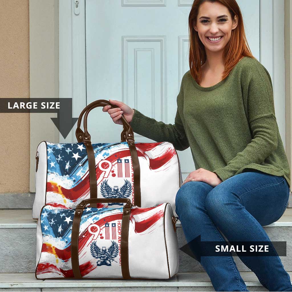 Patriot Day 911 Memorial Travel Bag American Flag and Angel Soldier Honor and Remember - Wonder Print Shop