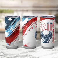 Patriot Day 911 Memorial Tumbler Cup American Flag and Angel Soldier Honor and Remember - Wonder Print Shop