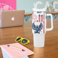 Patriot Day 911 Memorial Tumbler With Handle American Flag and Angel Soldier Honor and Remember - Wonder Print Shop