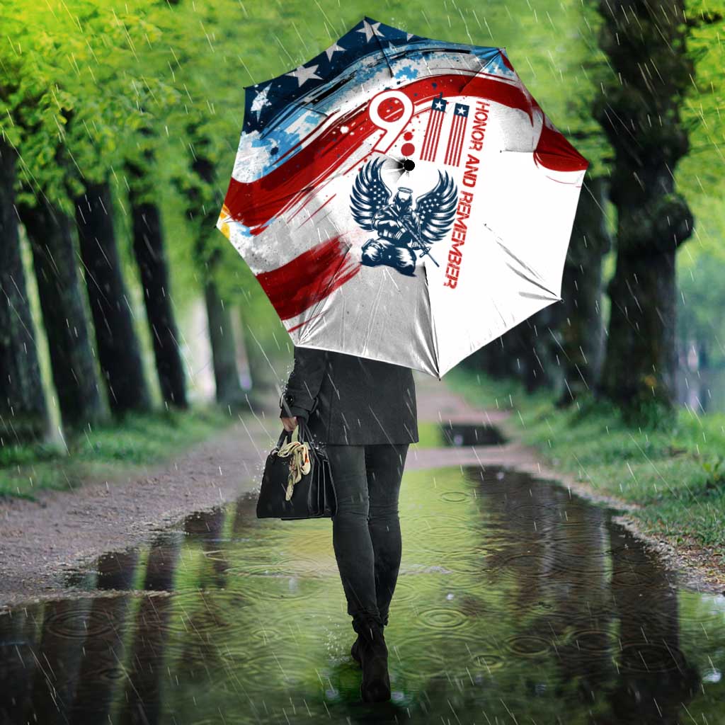 Patriot Day 911 Memorial Umbrella American Flag and Angel Soldier Honor and Remember - Wonder Print Shop