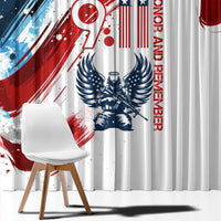 Patriot Day 911 Memorial Window Curtain American Flag and Angel Soldier Honor and Remember - Wonder Print Shop