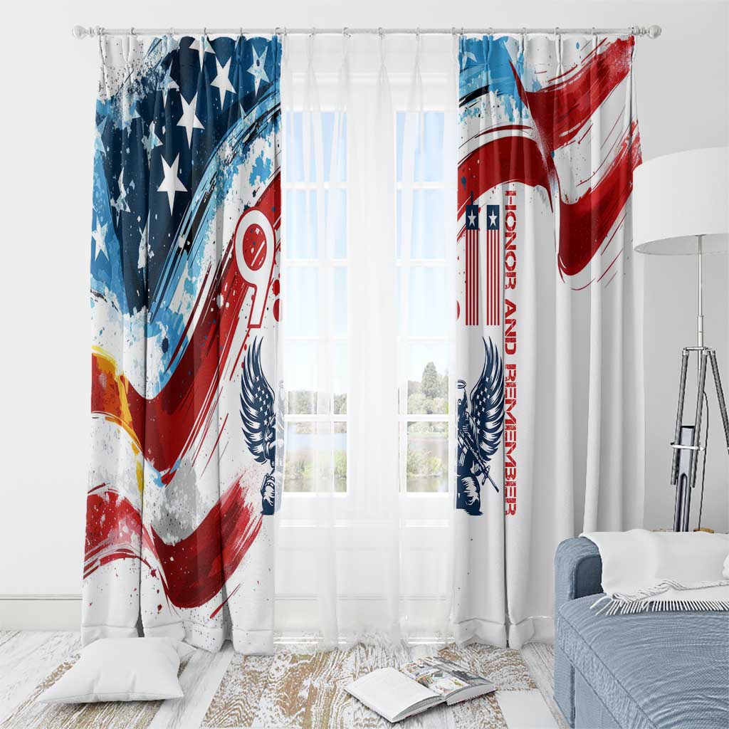 Patriot Day 911 Memorial Window Curtain American Flag and Angel Soldier Honor and Remember - Wonder Print Shop