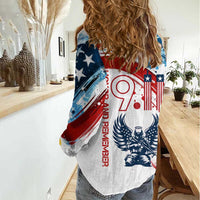 Patriot Day 911 Memorial Women Casual Shirt American Flag and Angel Soldier Honor and Remember - Wonder Print Shop