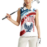 Patriot Day 911 Memorial Women Sleeveless Polo Shirt American Flag and Angel Soldier Honor and Remember - Wonder Print Shop