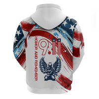 Patriot Day 911 Memorial Zip Hoodie American Flag and Angel Soldier Honor and Remember - Wonder Print Shop