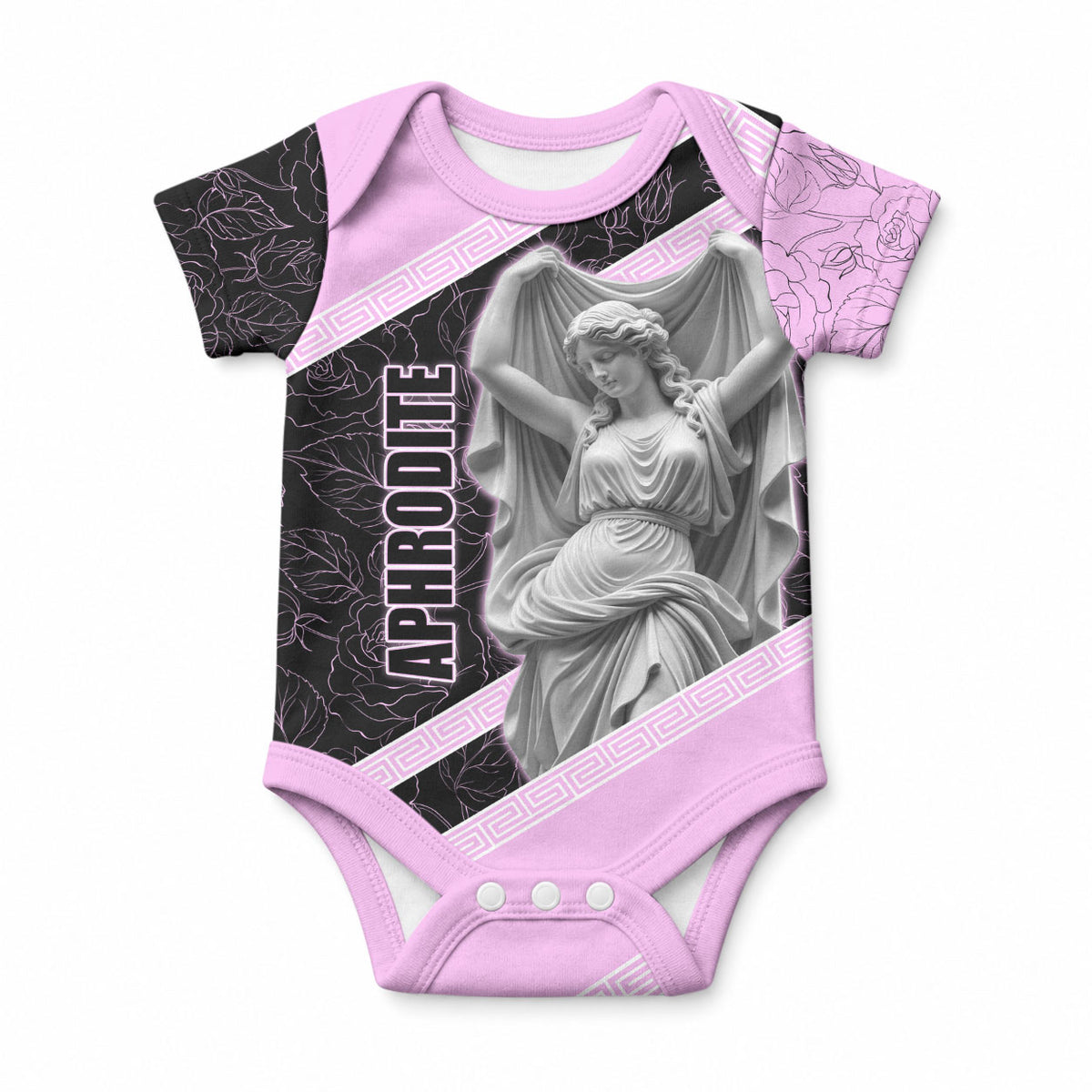 Aphrodite Greek Goddess Baby Onesie Classical Mythology Floral Statue Art