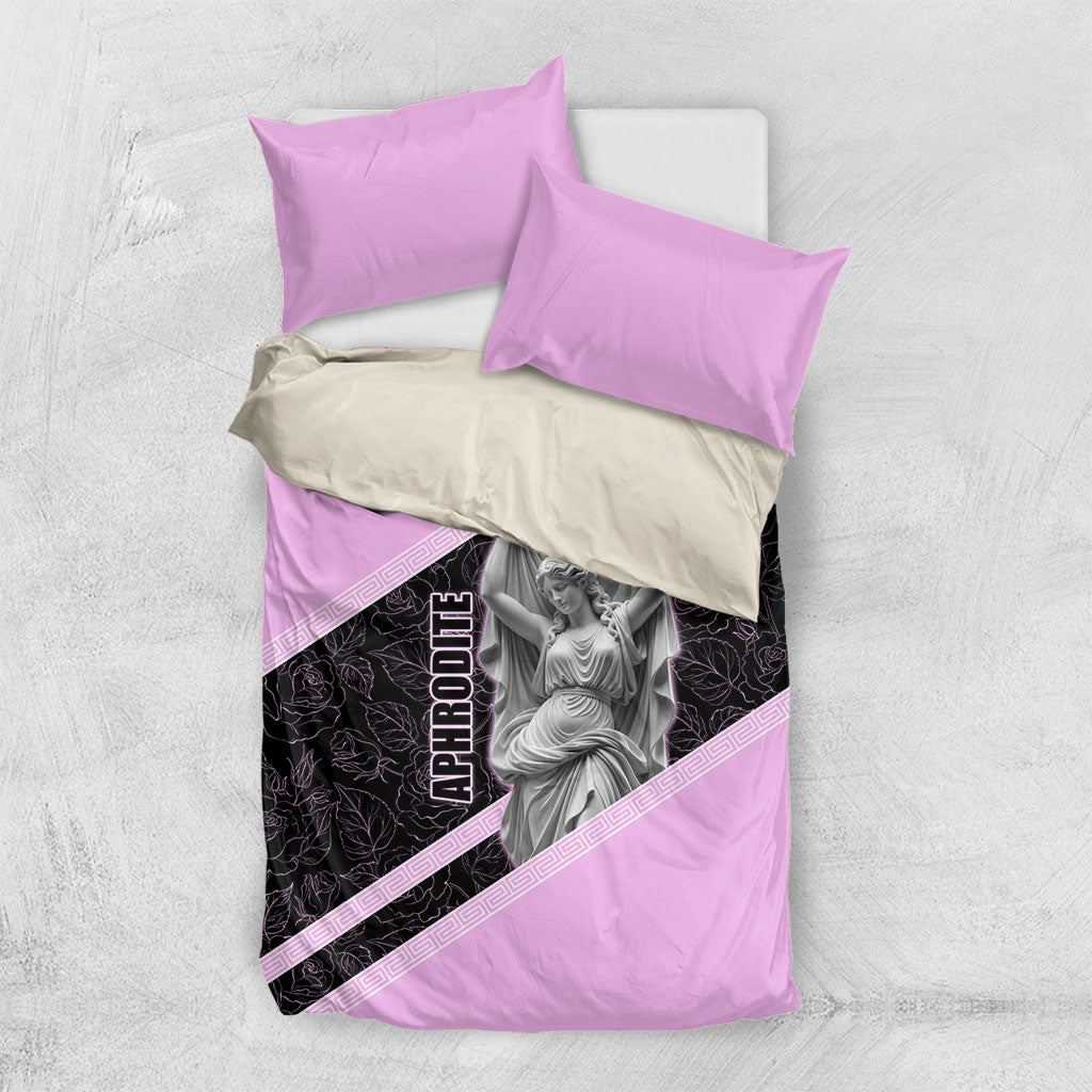 Aphrodite Greek Goddess Bedding Set Classical Mythology Floral Statue Art