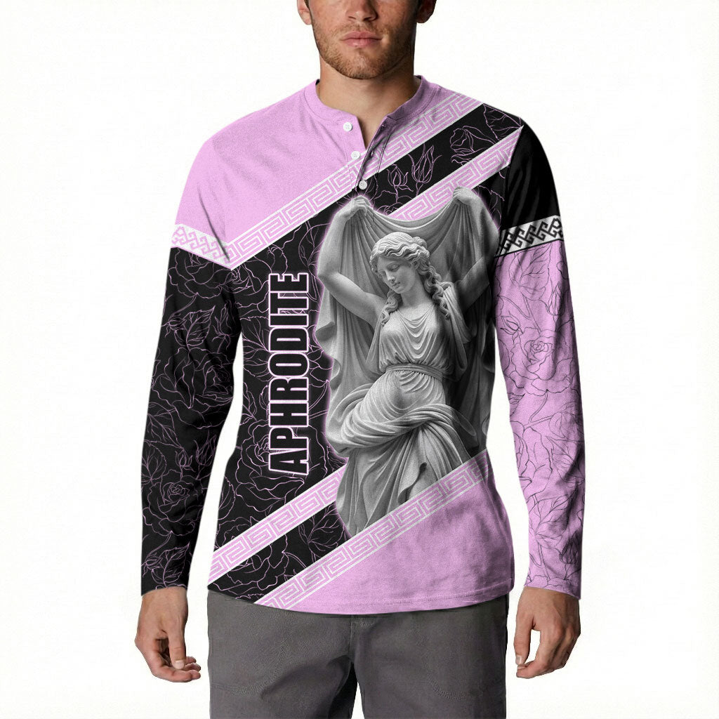 Aphrodite Greek Goddess Button Sweatshirt Classical Mythology Floral Statue Art
