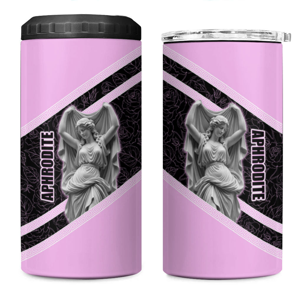 Aphrodite Greek Goddess 4 in 1 Can Cooler Tumbler Classical Mythology Floral Statue Art