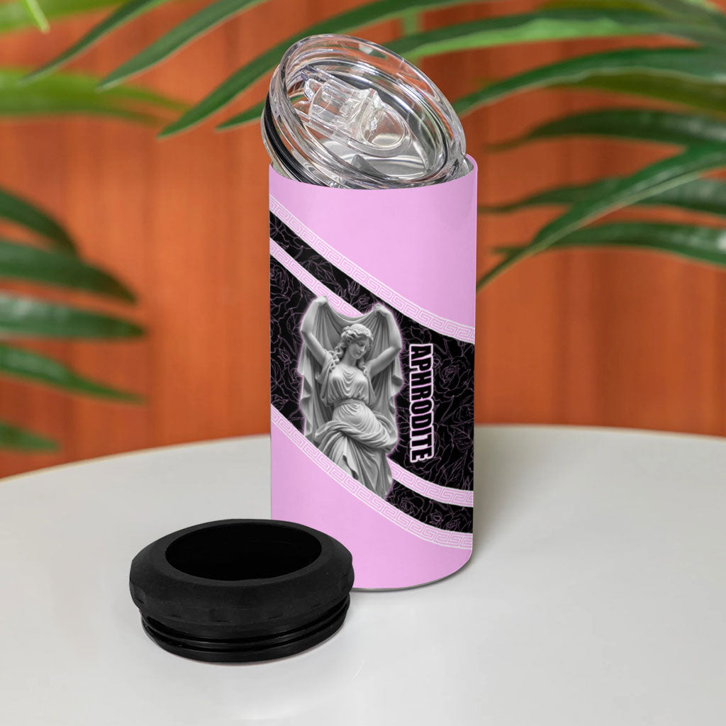 Aphrodite Greek Goddess 4 in 1 Can Cooler Tumbler Classical Mythology Floral Statue Art