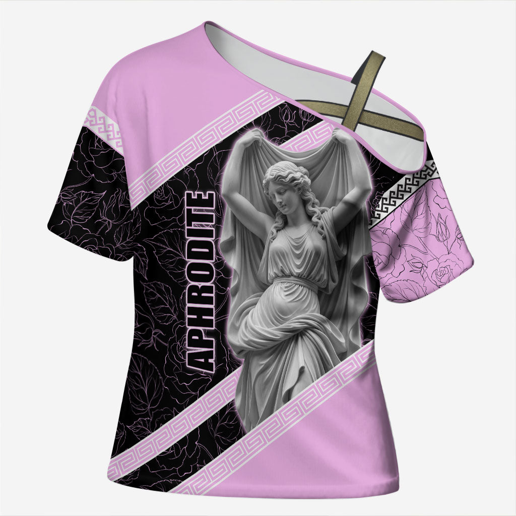 Aphrodite Greek Goddess Cross Shoulder Shirt Classical Mythology Floral Statue Art