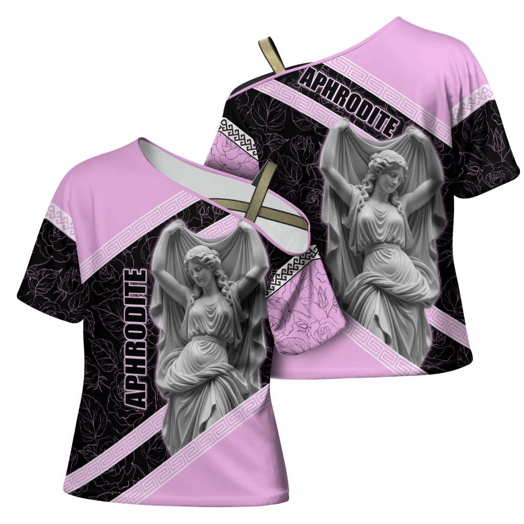 Aphrodite Greek Goddess Cross Shoulder Shirt Classical Mythology Floral Statue Art