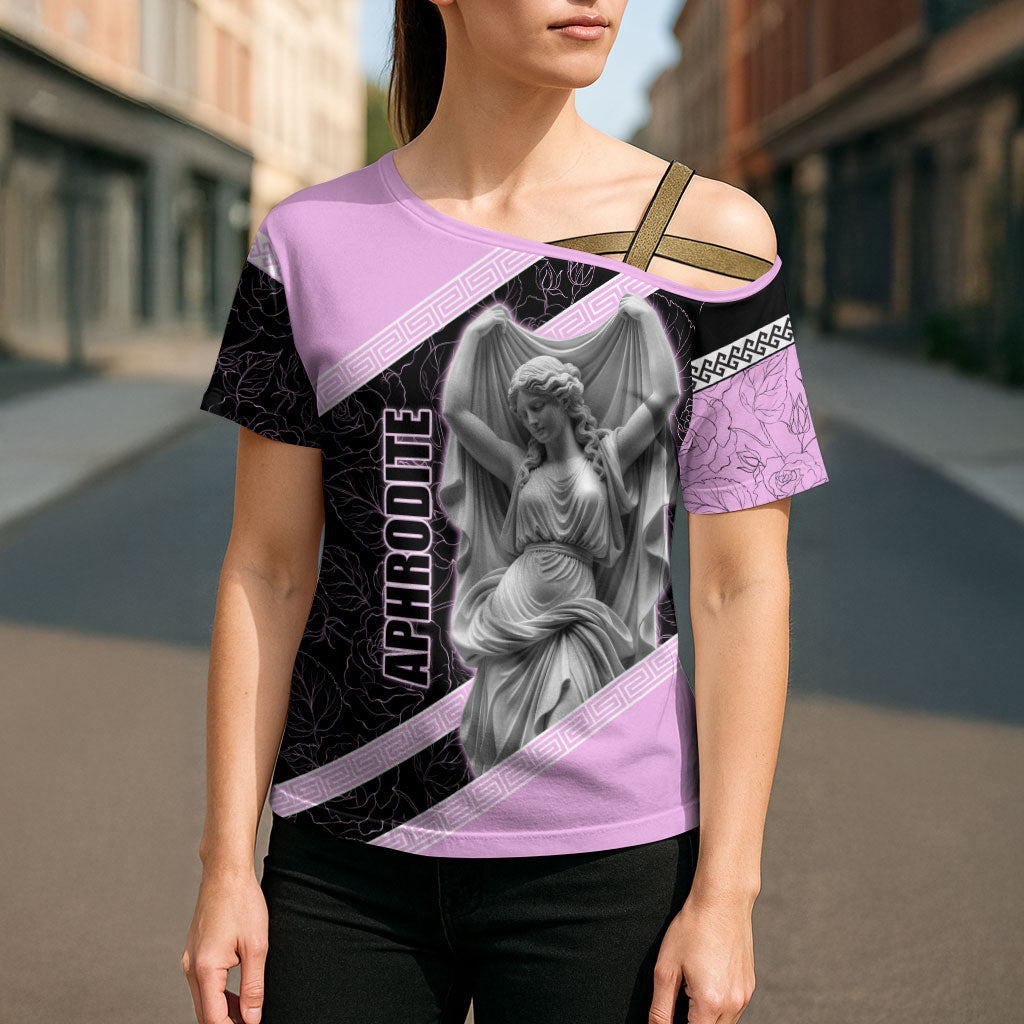 Aphrodite Greek Goddess Cross Shoulder Shirt Classical Mythology Floral Statue Art