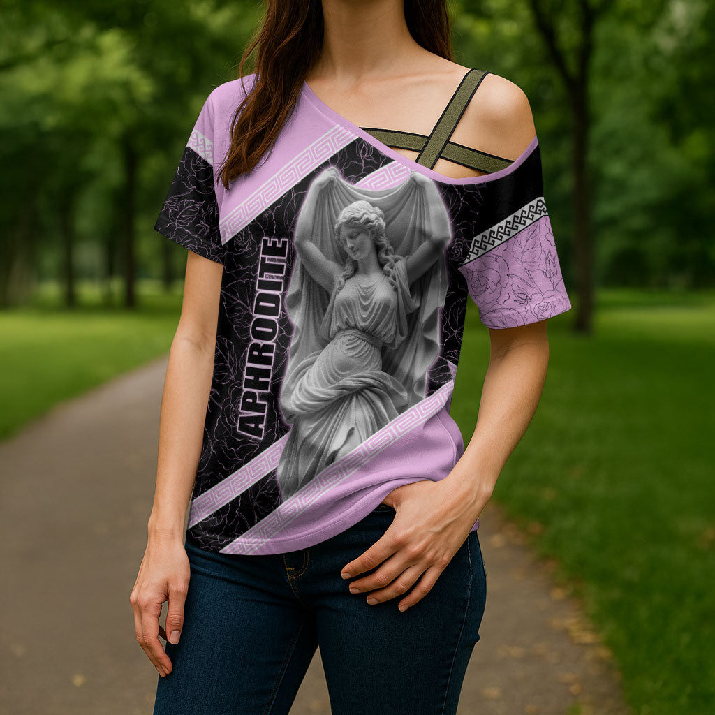 Aphrodite Greek Goddess Cross Shoulder Shirt Classical Mythology Floral Statue Art