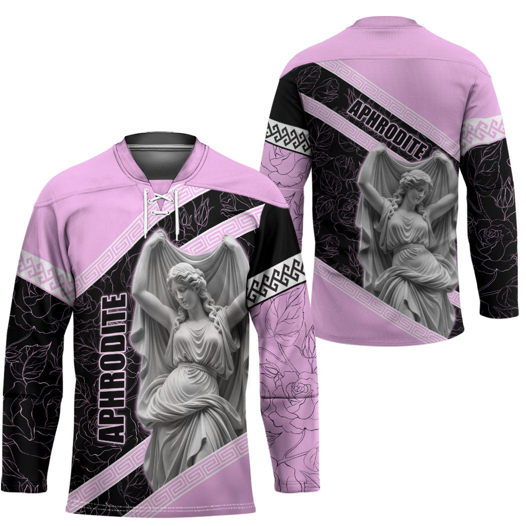 Aphrodite Greek Goddess Hockey Jersey Classical Mythology Floral Statue Art