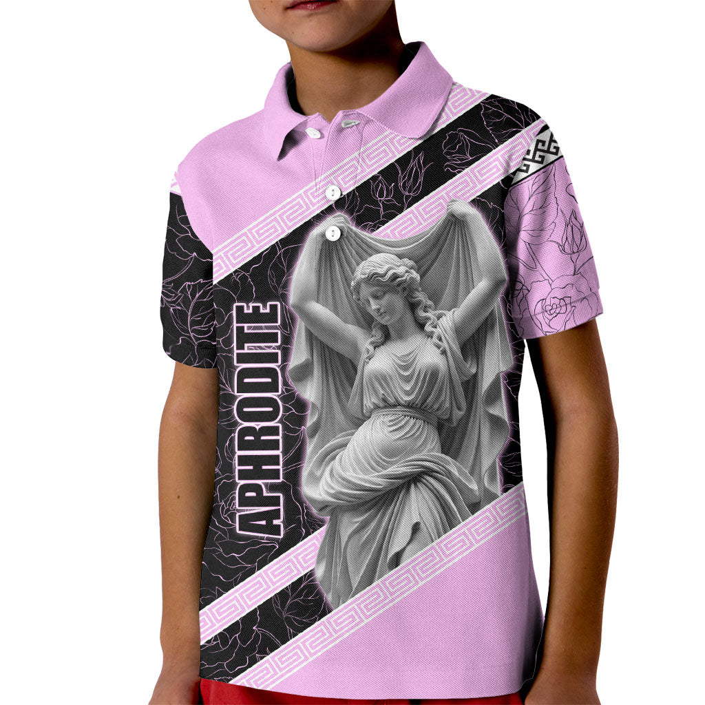 Aphrodite Greek Goddess Kid Polo Shirt Classical Mythology Floral Statue Art