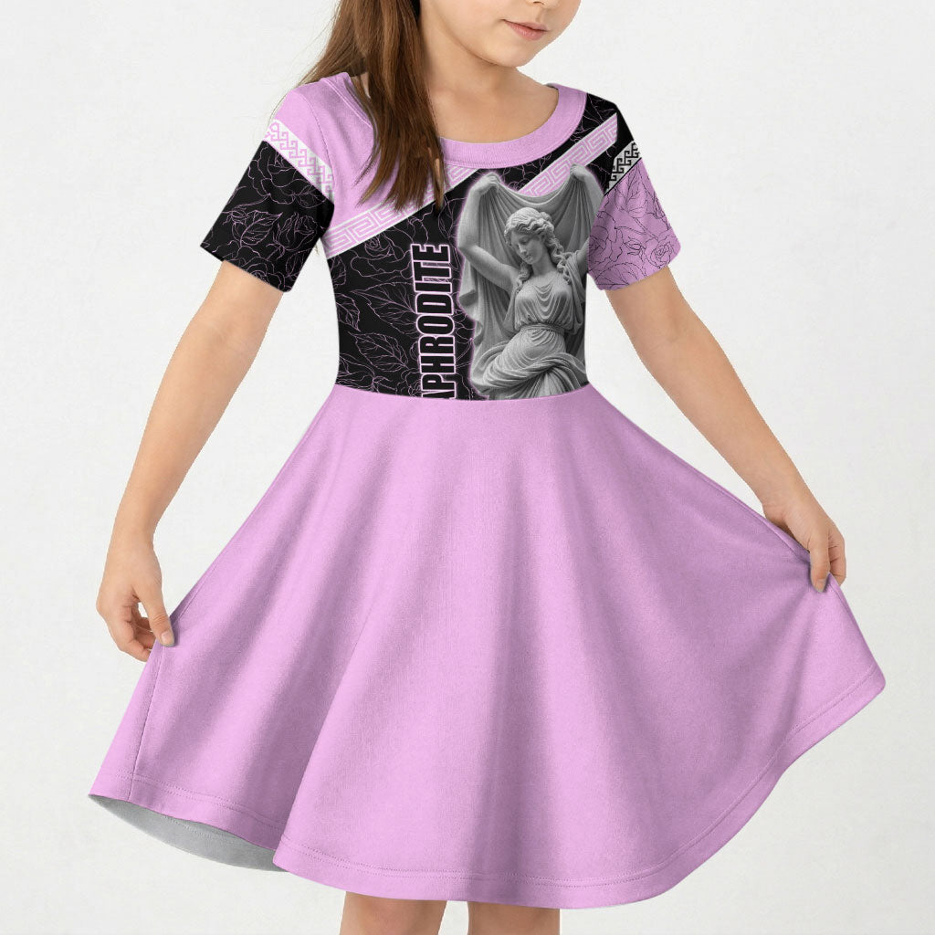 Aphrodite Greek Goddess Kid Short Sleeve Dress Classical Mythology Floral Statue Art