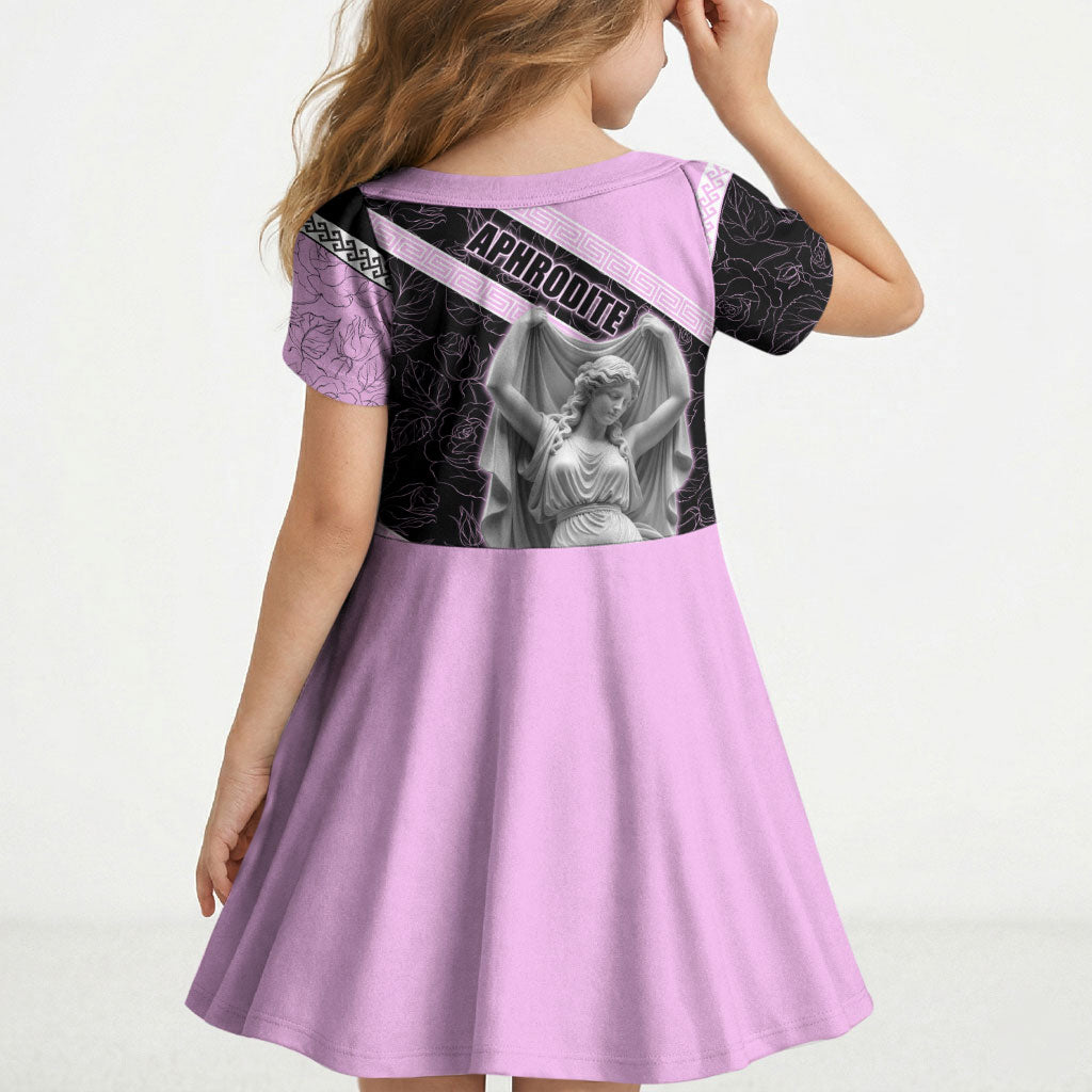Aphrodite Greek Goddess Kid Short Sleeve Dress Classical Mythology Floral Statue Art