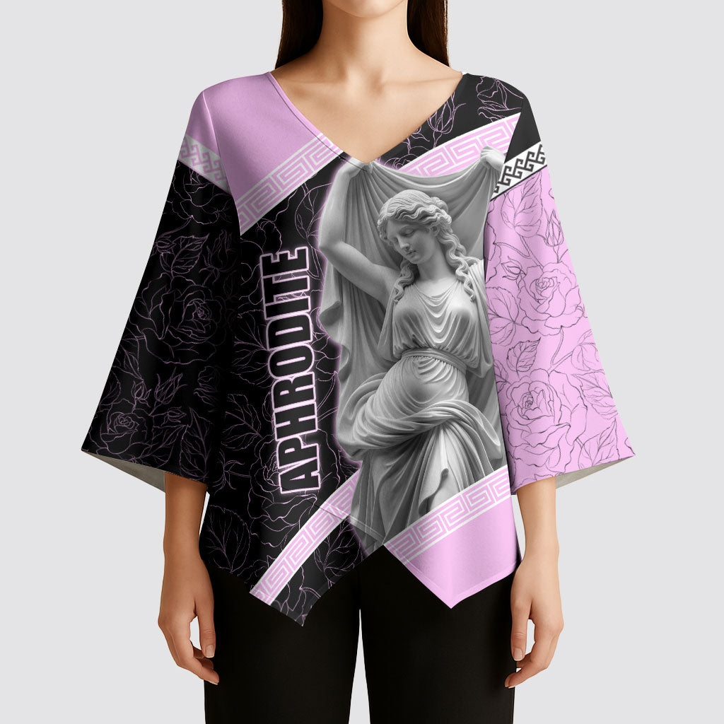 Aphrodite Greek Goddess Kimono Sleeve Blouse Classical Mythology Floral Statue Art