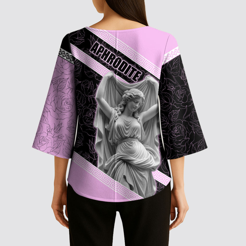 Aphrodite Greek Goddess Kimono Sleeve Blouse Classical Mythology Floral Statue Art