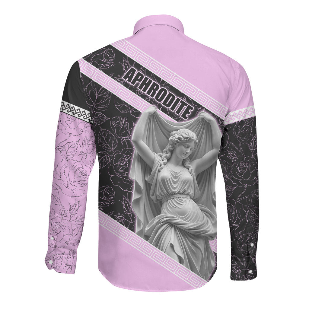 Aphrodite Greek Goddess Long Sleeve Button Shirt Classical Mythology Floral Statue Art