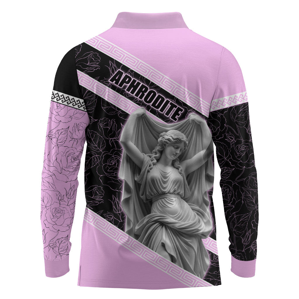Aphrodite Greek Goddess Long Sleeve Polo Shirt Classical Mythology Floral Statue Art