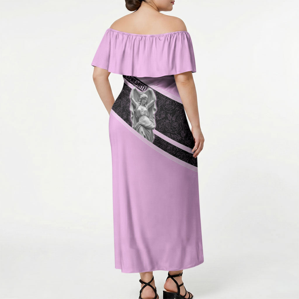 Aphrodite Greek Goddess Off Shoulder Maxi Dress Classical Mythology Floral Statue Art