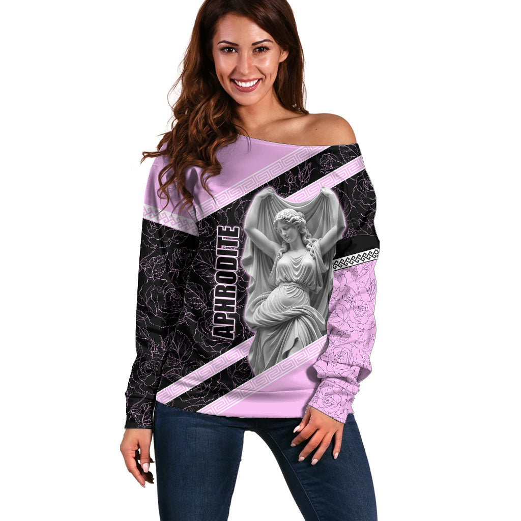 Aphrodite Greek Goddess Off Shoulder Sweater Classical Mythology Floral Statue Art