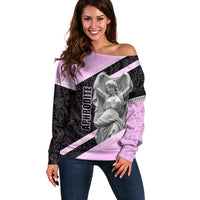 Aphrodite Greek Goddess Off Shoulder Sweater Classical Mythology Floral Statue Art