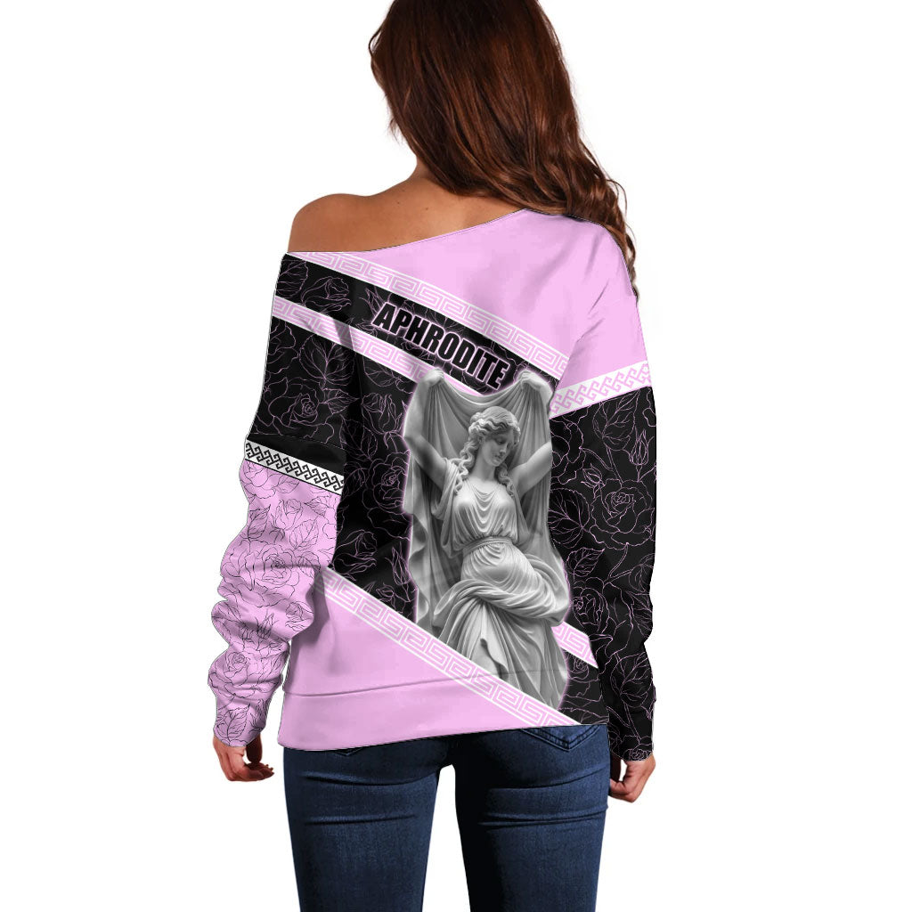 Aphrodite Greek Goddess Off Shoulder Sweater Classical Mythology Floral Statue Art