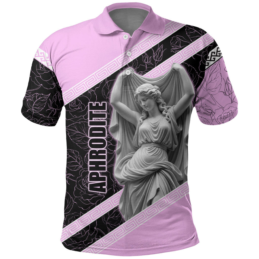 Aphrodite Greek Goddess Polo Shirt Classical Mythology Floral Statue Art