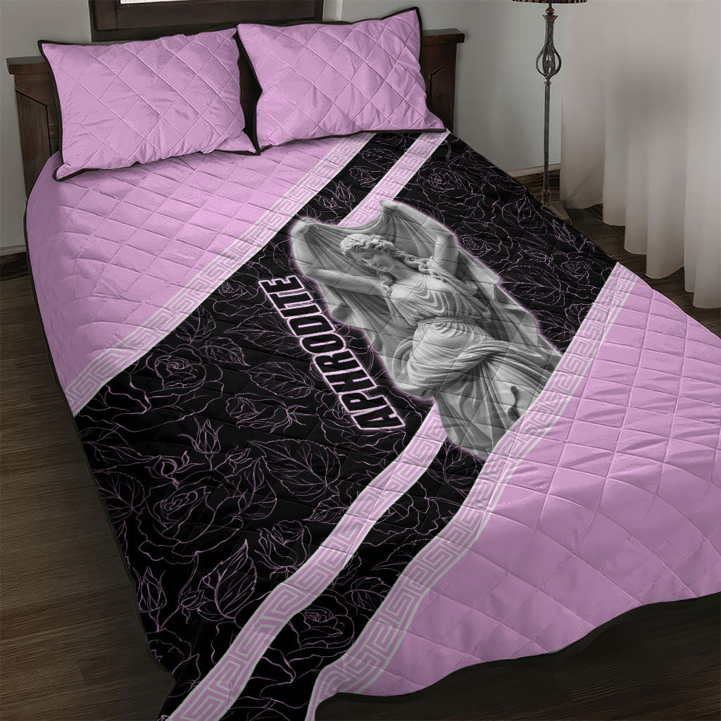 Aphrodite Greek Goddess Quilt Bed Set Classical Mythology Floral Statue Art