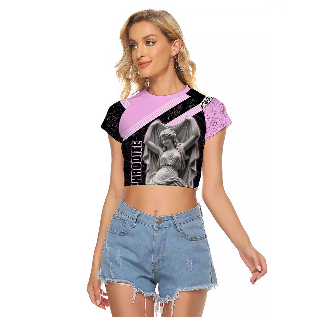 Aphrodite Greek Goddess Raglan Cropped T Shirt Classical Mythology Floral Statue Art