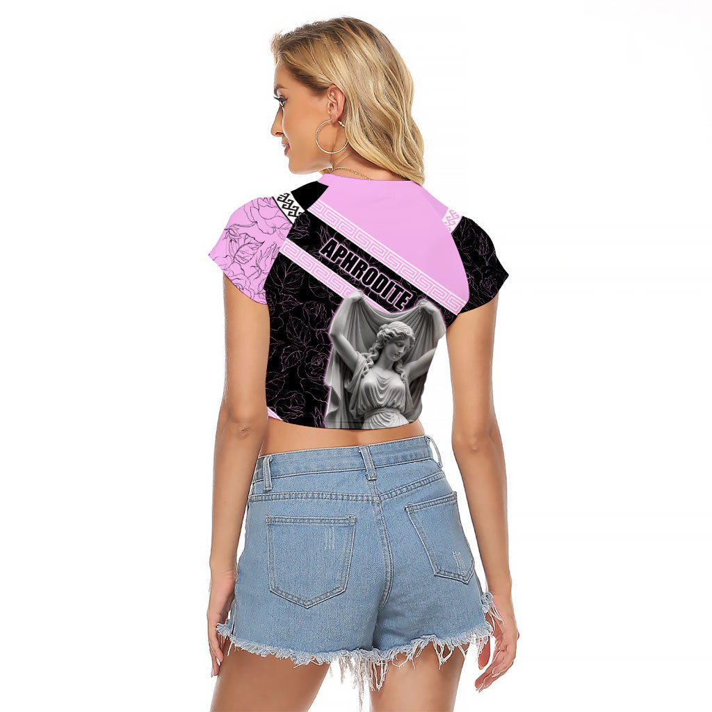 Aphrodite Greek Goddess Raglan Cropped T Shirt Classical Mythology Floral Statue Art