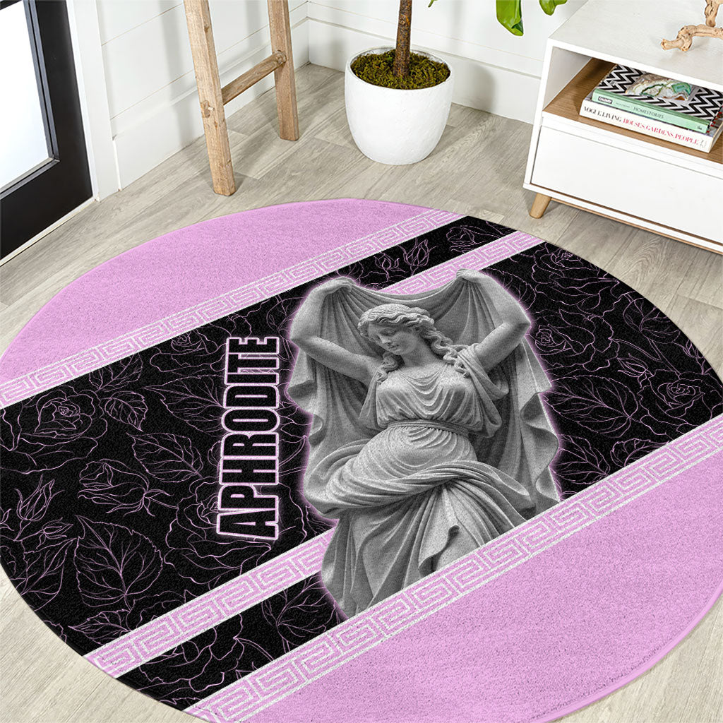 Aphrodite Greek Goddess Round Carpet Classical Mythology Floral Statue Art