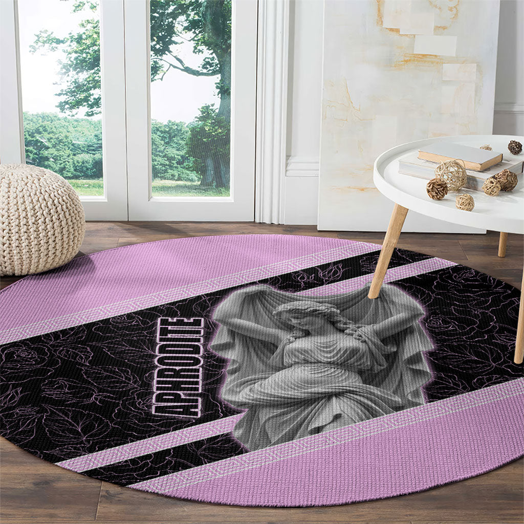 Aphrodite Greek Goddess Round Carpet Classical Mythology Floral Statue Art