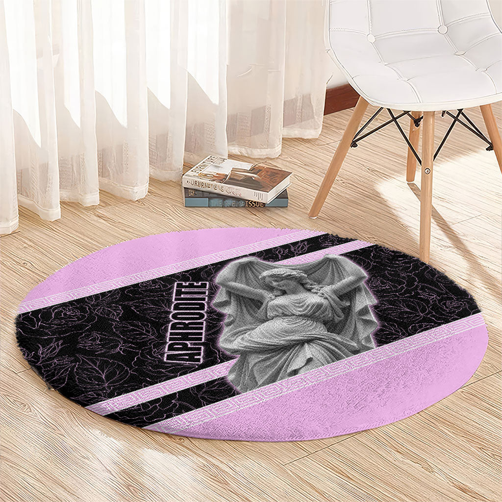 Aphrodite Greek Goddess Round Carpet Classical Mythology Floral Statue Art