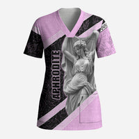 Aphrodite Greek Goddess Scrub Top Classical Mythology Floral Statue Art