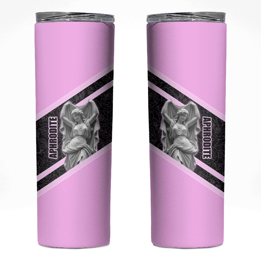 Aphrodite Greek Goddess Skinny Tumbler Classical Mythology Floral Statue Art