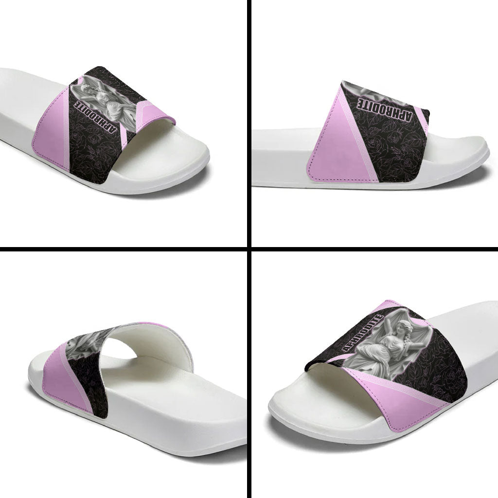 Aphrodite Greek Goddess Slide Sandals Classical Mythology Floral Statue Art