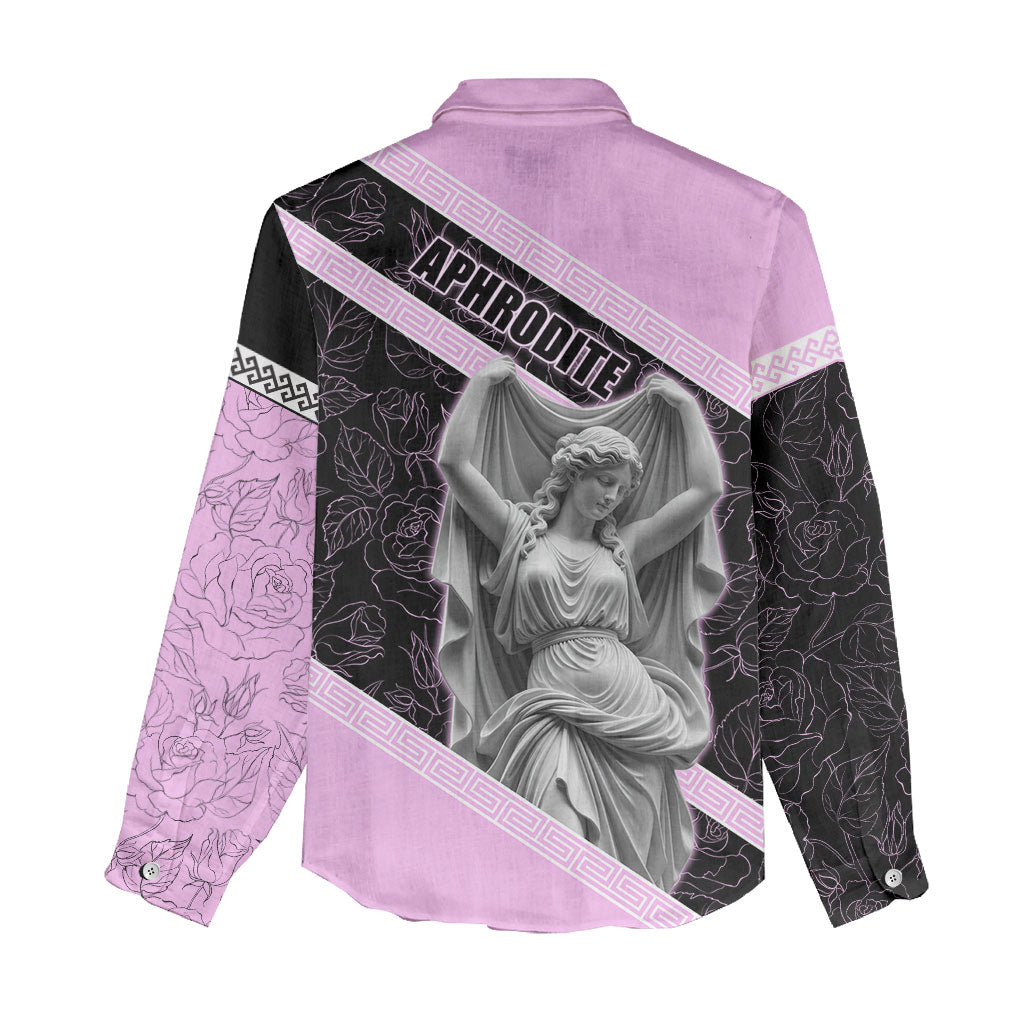 Aphrodite Greek Goddess Women Casual Shirt Classical Mythology Floral Statue Art