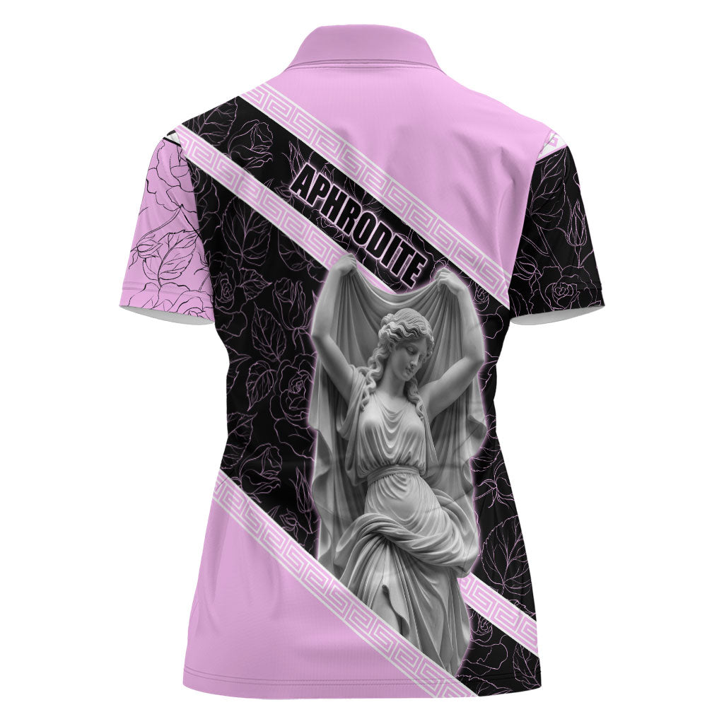 Aphrodite Greek Goddess Women Polo Shirt Classical Mythology Floral Statue Art