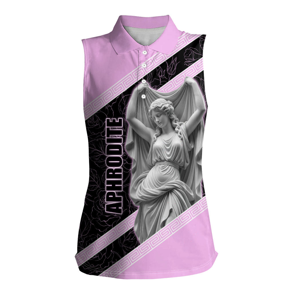 Aphrodite Greek Goddess Women Sleeveless Polo Shirt Classical Mythology Floral Statue Art